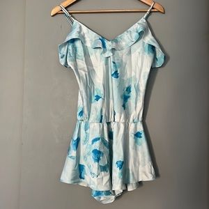 Kate Spade Satin Floral Ruffle romper Small